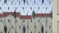 RENÉ MAGRITTE,  “GOLCONDA”: &nbsp; UOMINI FRA GOL E AUTOGOL