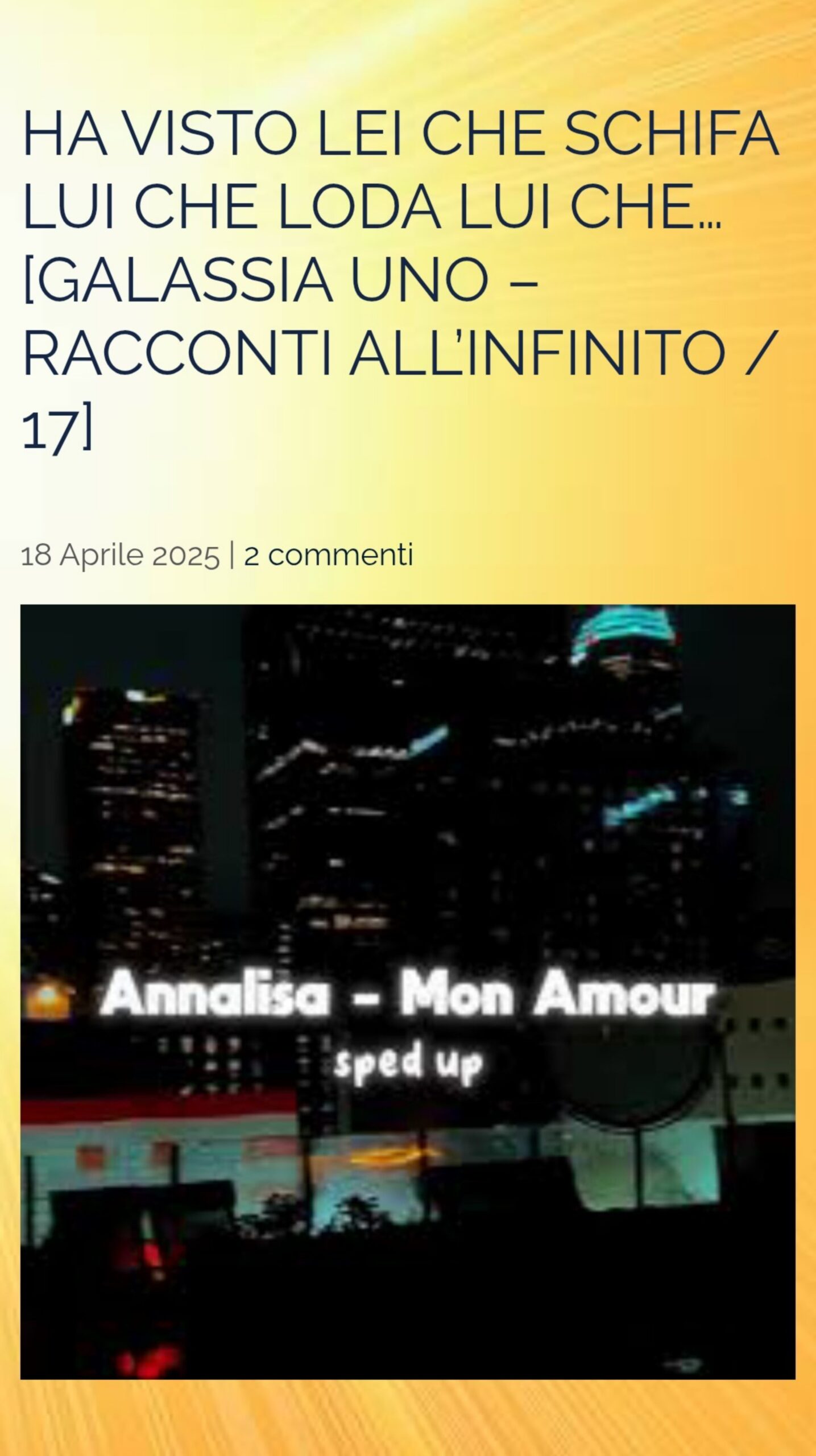 MARGHERITA ROSITO, COMMENTO AL RACCONTO “HA VISTO LEI CHE SCHIFA LUI CHE LODA LUI CHE…”, DI WALTER GALASSO MARGHERITA ROSITO, COMMENTO AL RACCONTO “HA VISTO LEI CHE SCHIFA LUI CHE LODA LUI CHE…”, DI WALTER GALASSO