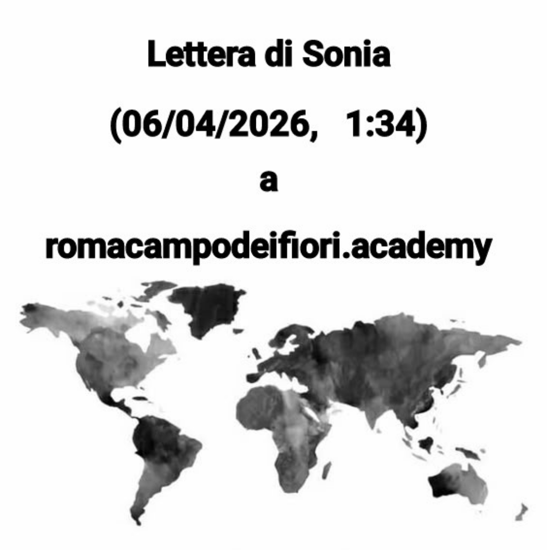 “Buongiorno, Walter!…fantastico che stia ricevendo così tanti riconoscimenti dall’estero; la qualità…e l’attenzione alla letteratura e alla filosofia la distinguono…”