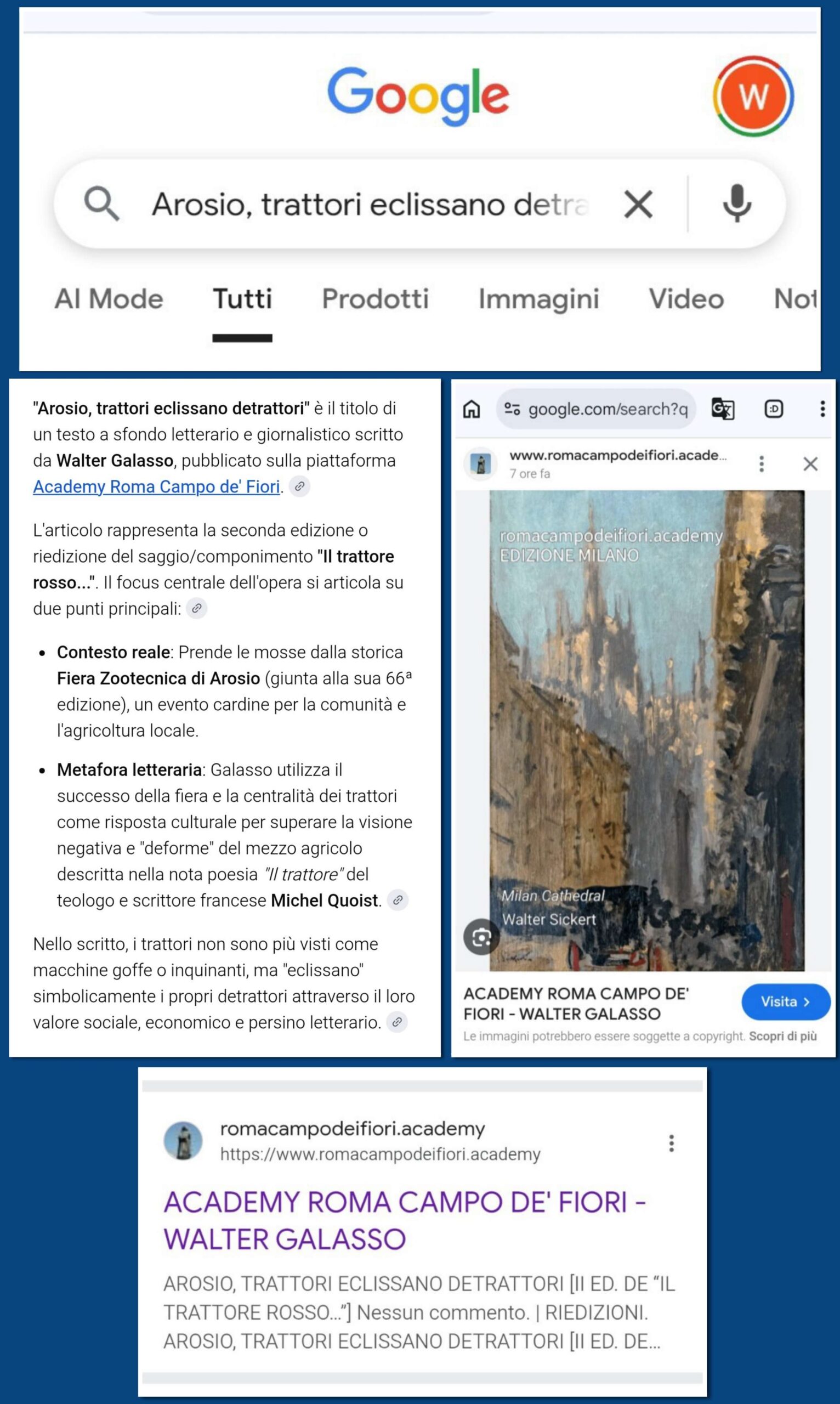 “AROSIO, TRATTORI ECLISSANO DETRATTORI”&nbsp; SU GOOGLE