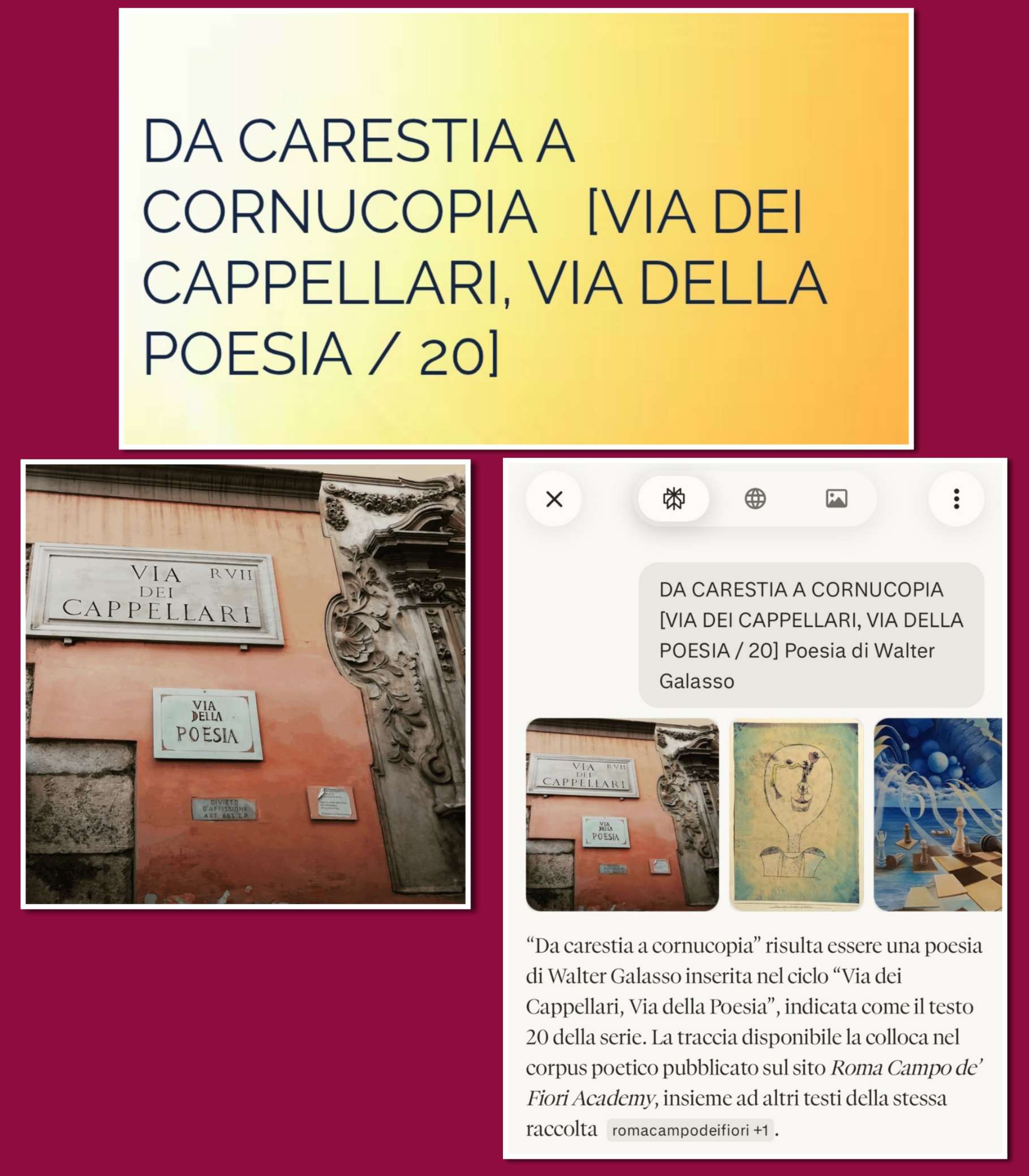 “DA CARESTIA A CORNUCOPIA [VIA DEI CAPPELLARI, VIA DELLA POESIA / 20]”  SU PERPLEXITY